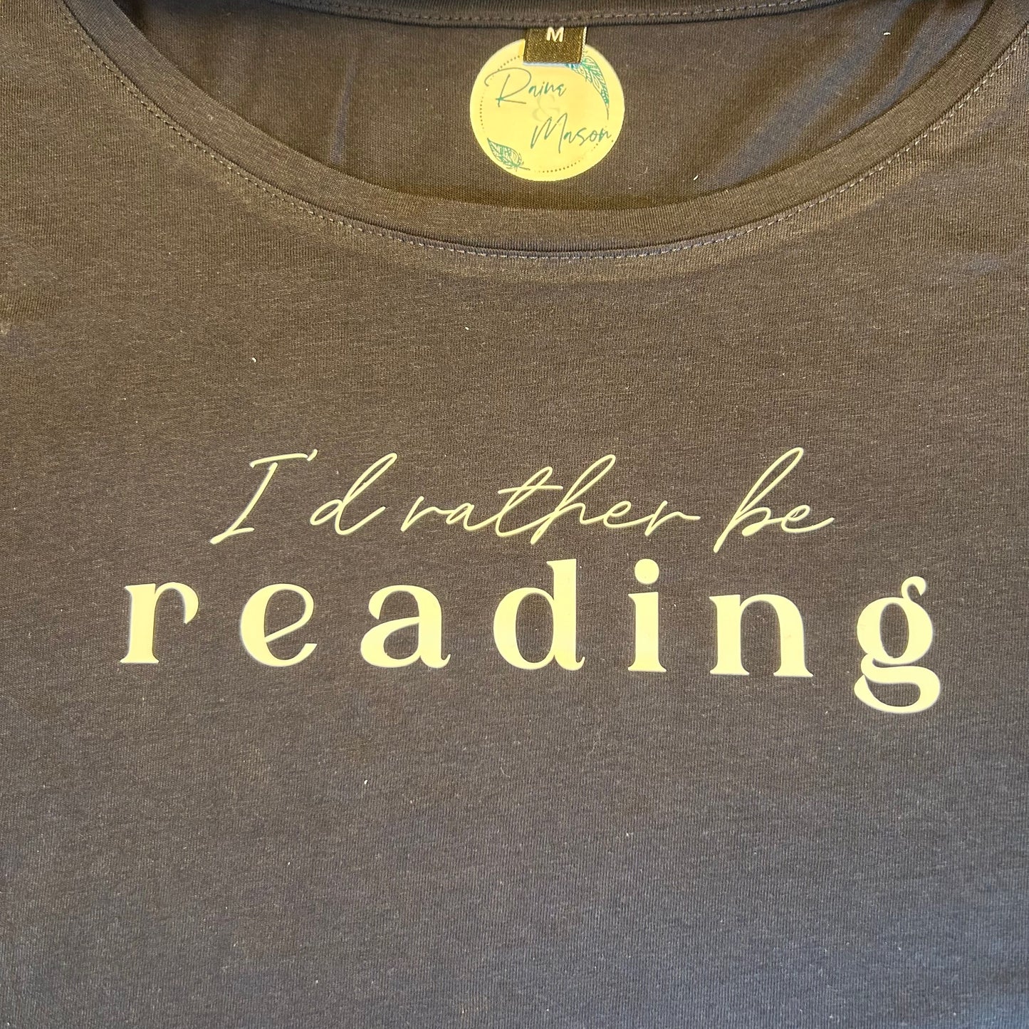 Short Sleeve Fitted T-Shirt 'I'd rather be reading'