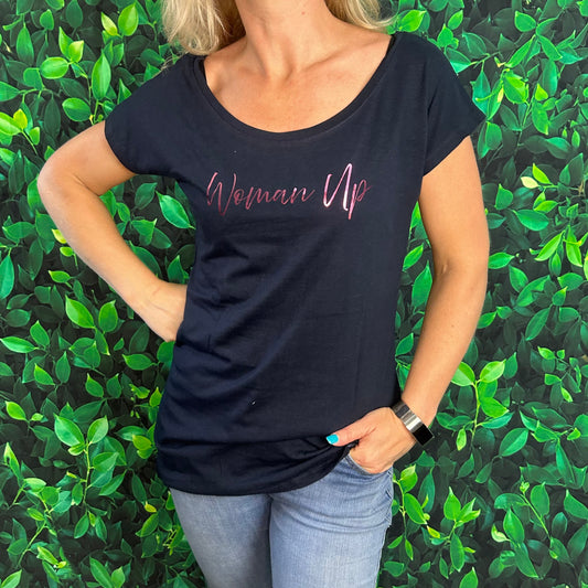 Short Sleeve Fitted T-Shirt 'Woman Up'