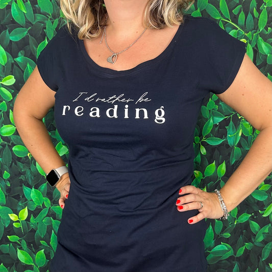 Short Sleeve Fitted T-Shirt 'I'd rather be reading'