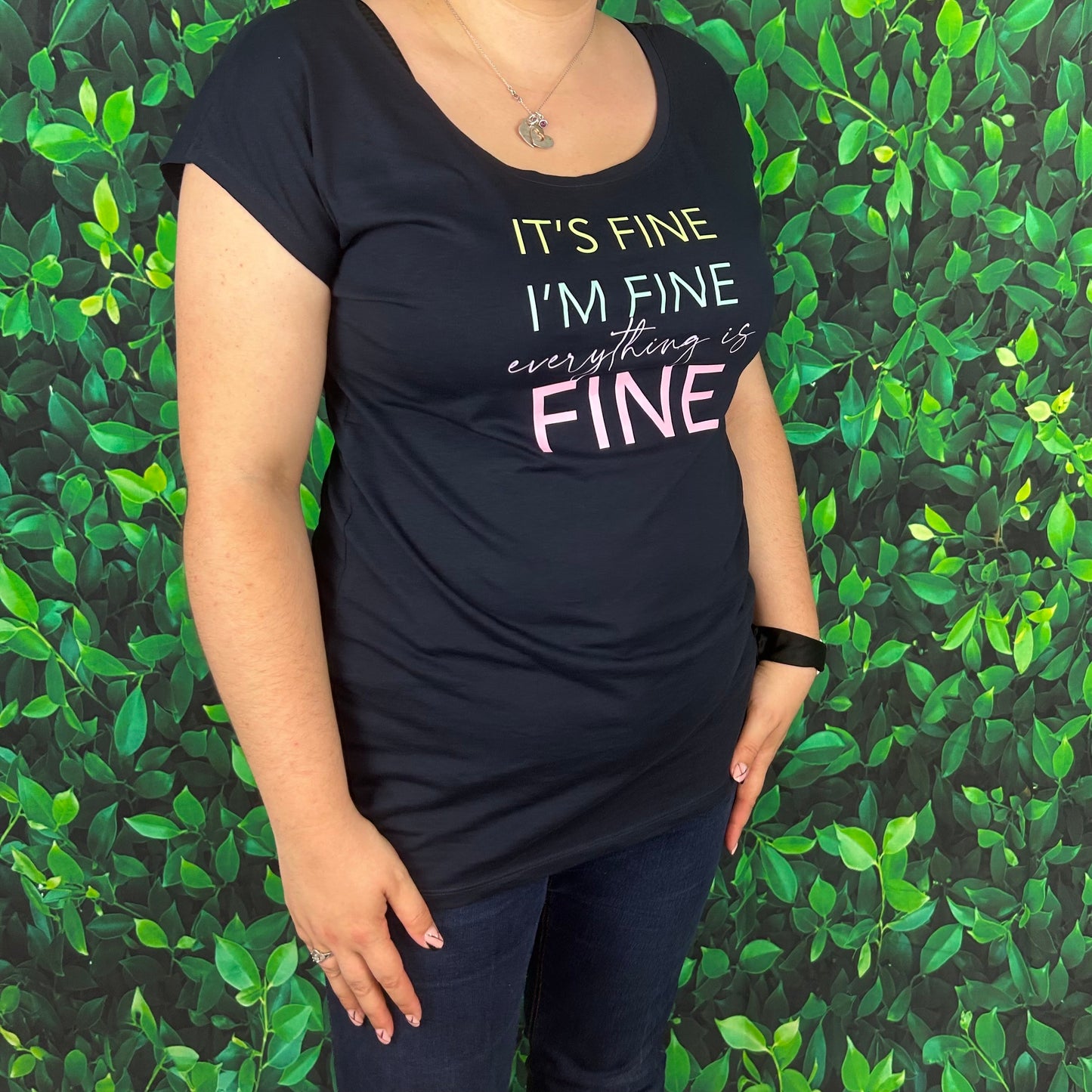 Short Sleeve Fitted T-Shirt 'It's Fine, I'm fine, Everything is FINE'